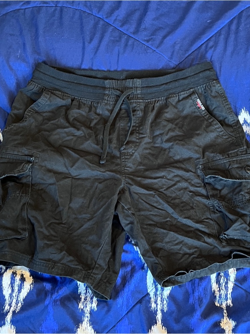 Men's Black Cargo Drawstring Shorts